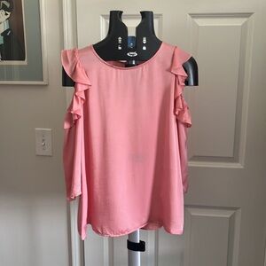 Claudie Pierlot pink ruffle blouse 3/4 sleeve size 38 (4/6 USA) viscose